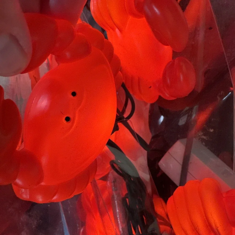 VTG Lobster Blow Mold String Lights Red Nautical Sea Tiki Beach Decor Set of 10